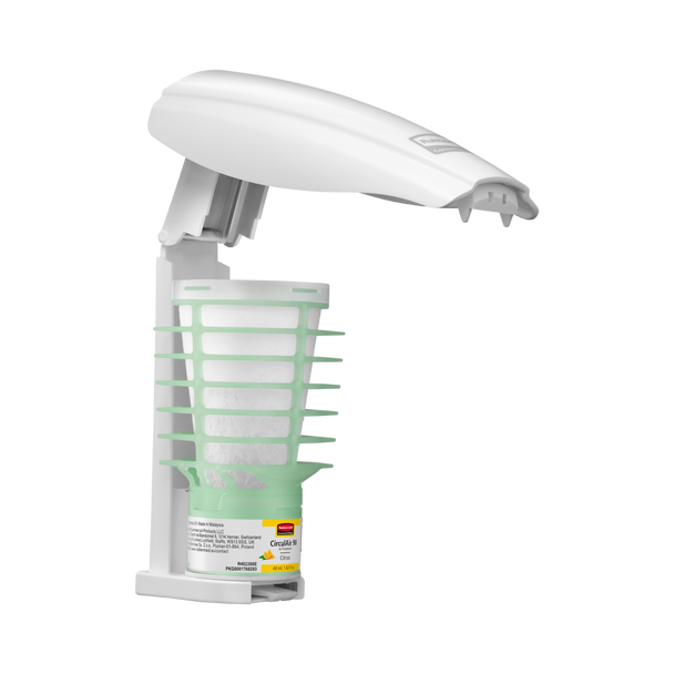 Open CirculAir 90 Dispenser in White that is Angled Right and Showing an Installed Refill