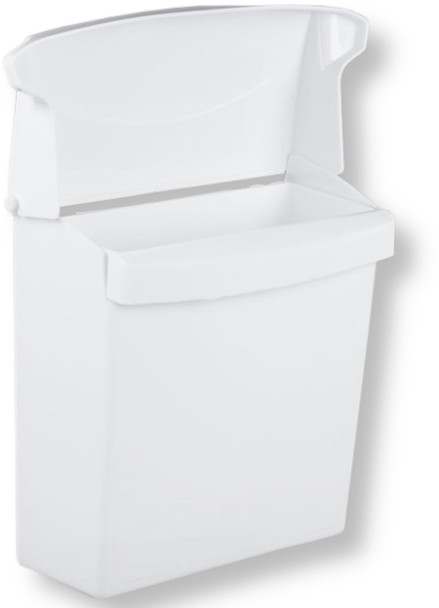 FG614000WHT - Rubbermaid Wall-Mount Sanitary Waste Bin - White - Lid Open