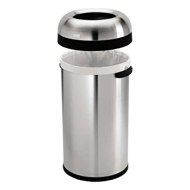 CW1407 - simplehuman Open Top Bullet Bin - 60 Ltr - Brushed Steel - Lid Elevated