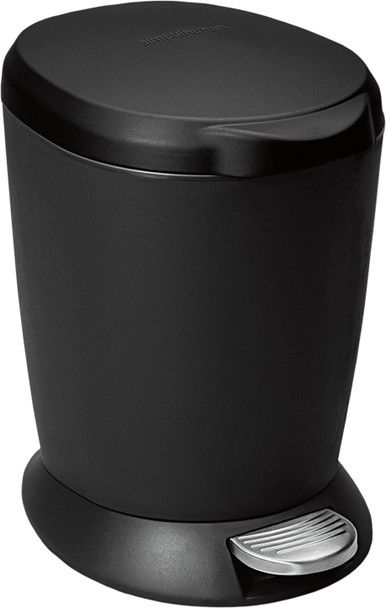 CW1319 - simplehuman Round Plastic Pedal Bin - 6 Ltr - Black