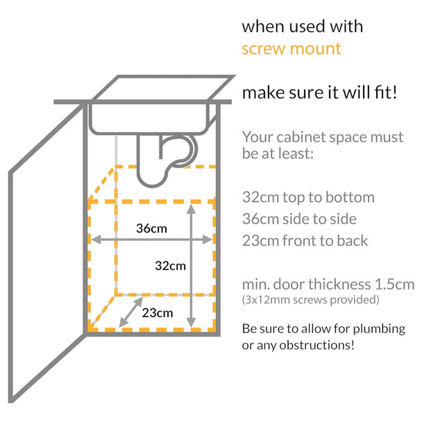 CW1643 - simplehuman In-Cabinet Kitchen Bin - 10 Ltr - Technical Drawing