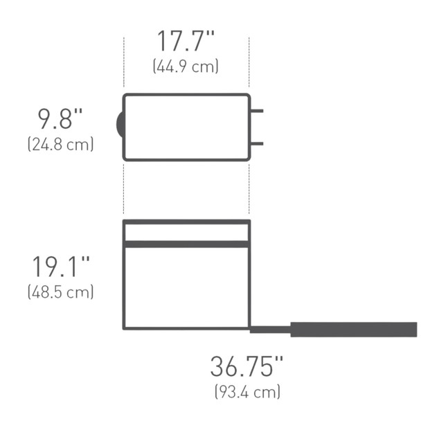 CW1124 - simplehuman Pull-Out Under Counter Bin - 30 Ltr - Dimensions of Bin