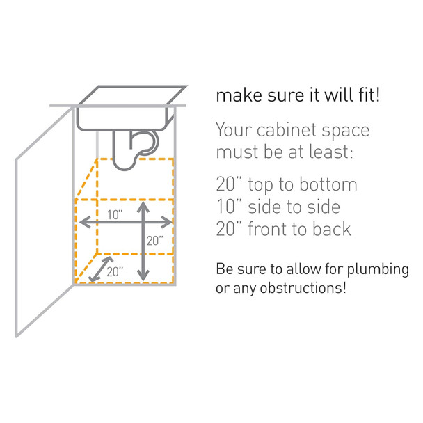 CW1124 - simplehuman Pull-Out Under Counter Bin - 30 Ltr - Required Dimensions of Cabinet
