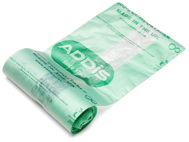 517536 - Addis Compostable Kitchen Caddy Liners - 7 Ltr - Roll of 20 - Certified in line with EN13432 for biodegradability