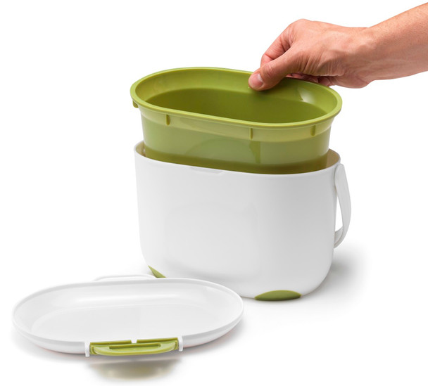 515465 - Addis Compost Caddy - 2.5 Ltr - White/Green - Removable inner bucket facilitates easy emptying