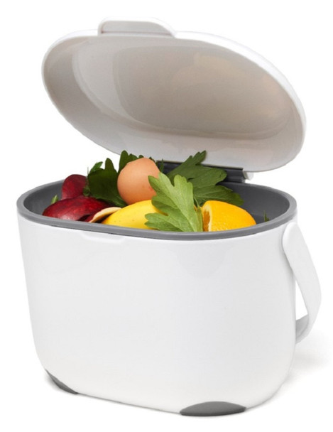 515631 - Addis Compost Caddy - 2.5 Ltr - White/Grey - Perfect solution to kitchen food waste