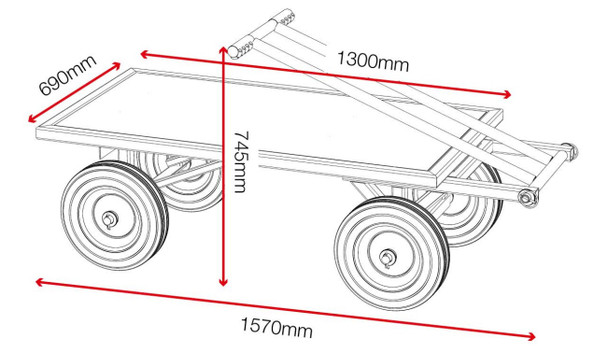 TT1000 - Armorgard Turntable Truck - Technical Drawing - Handle Stowed