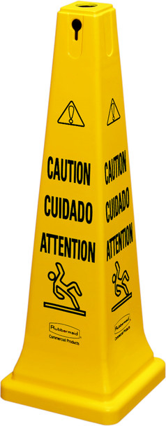 FG627600YEL - Rubbermaid Multilingual "Caution" Safety Cone - 91cm - Yellow