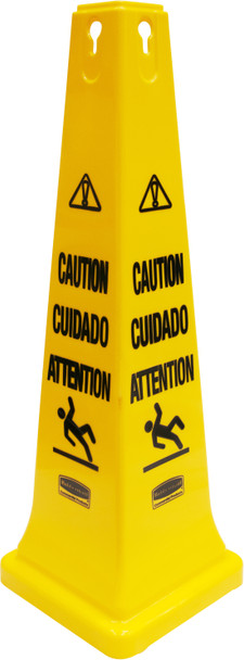 Rubbermaid Multilingual "Caution" Safety Cone - 91cm - Yellow - FG627600YEL