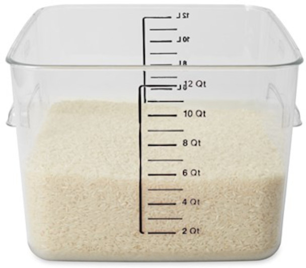 FG631200CLR - Rubbermaid Space Saving Container - 11.4 Ltr - Clear - Filled with Rice