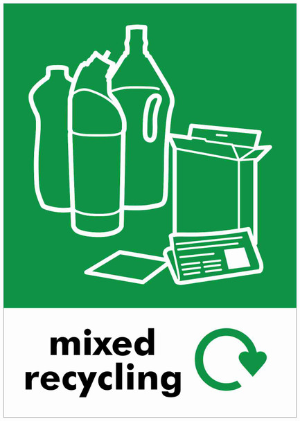 A4 Recycling Bin Sticker - Mixed Recycling - PCA4MR