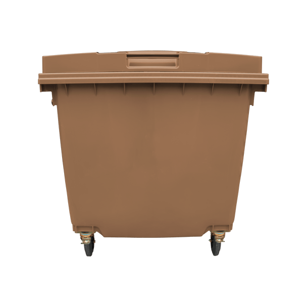 Brown Wheelie Bin - 1100 Litre - Front View