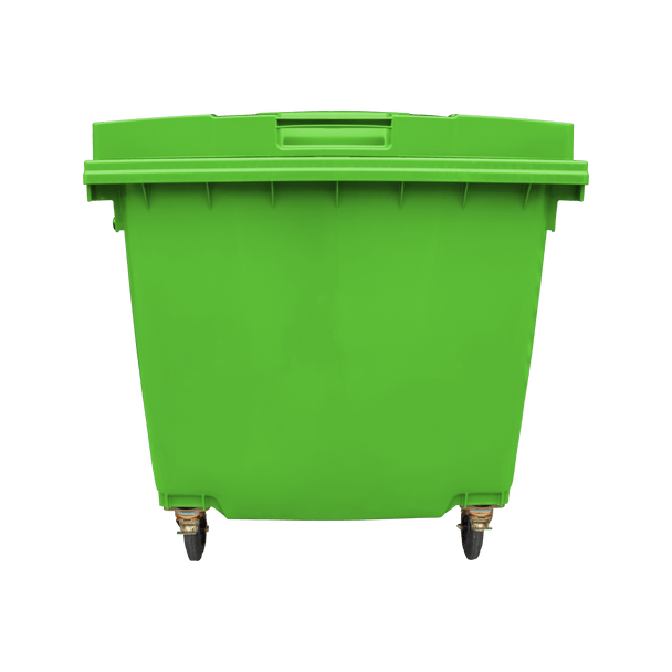 Lime Green Wheelie Bin - 1100 Litre - Front View