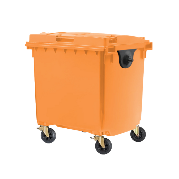 Orange Wheelie Bin - 1100 Litre