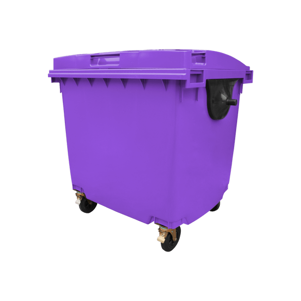 Purple Wheelie Bin - 1100 Litre - Offset View Left