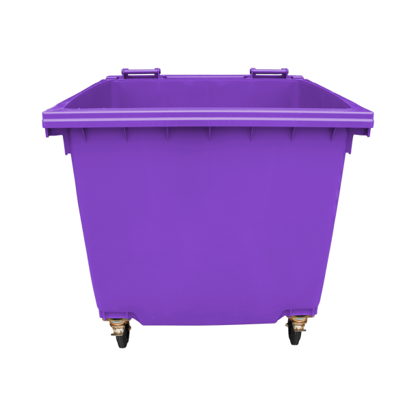 Purple Wheelie Bin - 1100 Litre - Front View Lid Open