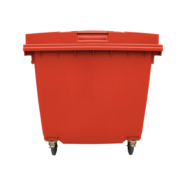 Red Wheelie Bin - 1100 Litre - Front View