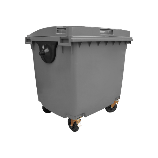 Grey Wheelie Bin - 1100 Litre - Offset View Right
