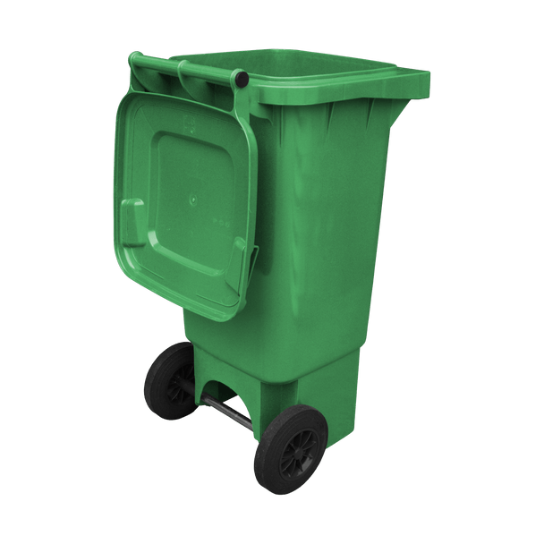 Green Wheelie Bin - 80 Litre - WB80GRN Offset View Back Lid Open