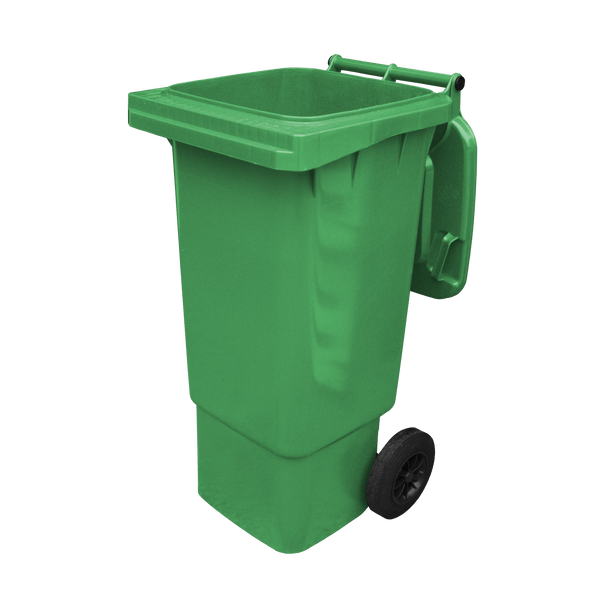 Green Wheelie Bin - 80 Litre - WB80GRN Offset View Front Lid Open