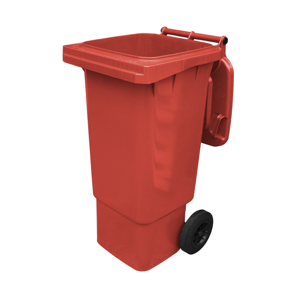 Red Wheelie Bin - 80 Litre Offset Front Lid Open
