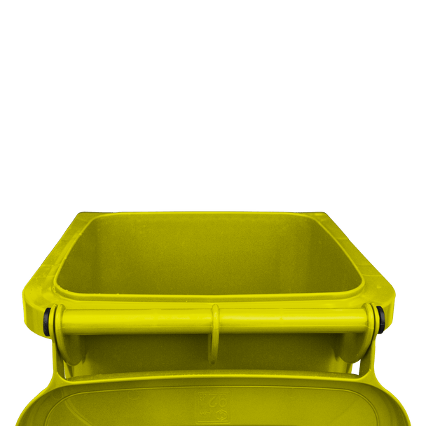 Yellow Wheelie Bin - 80 Litre Lid Open Back
