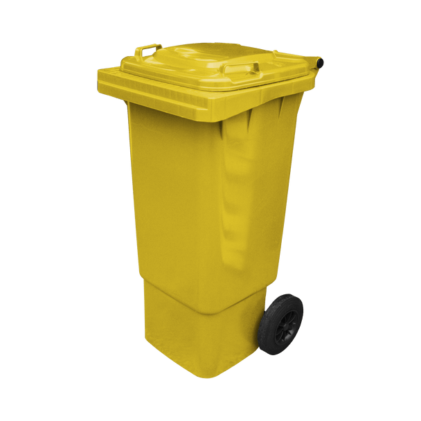 Yellow Wheelie Bin - 80 Litre - Offset View Front
