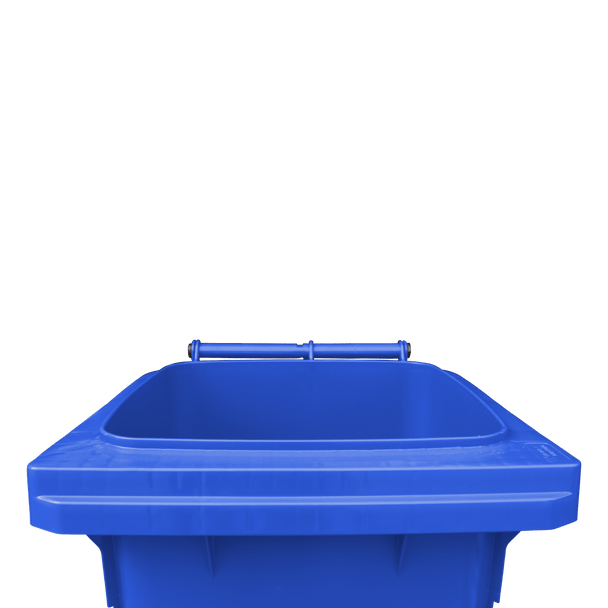 WB140BLU - Blue Wheelie Bin - 140 Ltr Top Open View Front