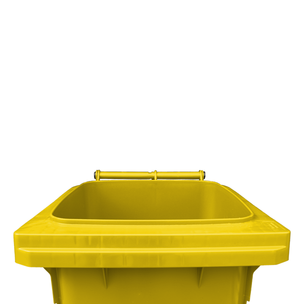 WB140YEL - Yellow Wheelie Bin - 140 Ltr Top Open View Front