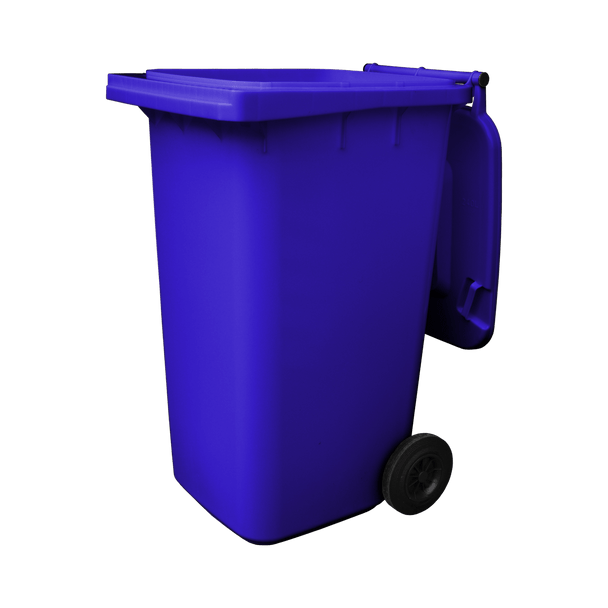 Sapphire Blue Wheelie Bin - 240 Litre Offset View Front