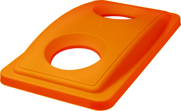 ESLIDROUNDORG - Straight EcoSort Recycling Lid - Dual Hole - Orange - Durable waste and recycling lid that is compatible with 60L and 87L Slim Jim containers
