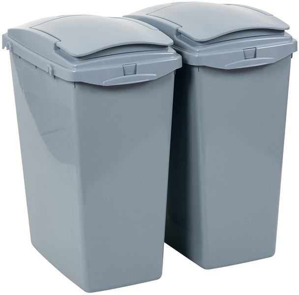 518379 - Addis Eco Range Slim Fit Bin - 40 Ltr - Grey - Interlocking lids facilitate creation of waste and recycling hubs based an environments needs