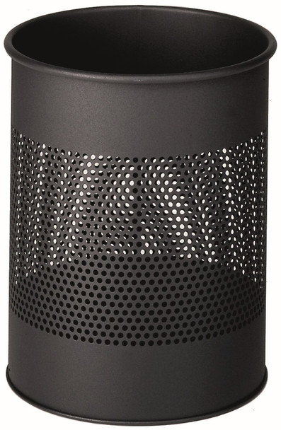 Durable Round Metal Perforated Waste Basket - 15 Ltr - Charcoal - 331058