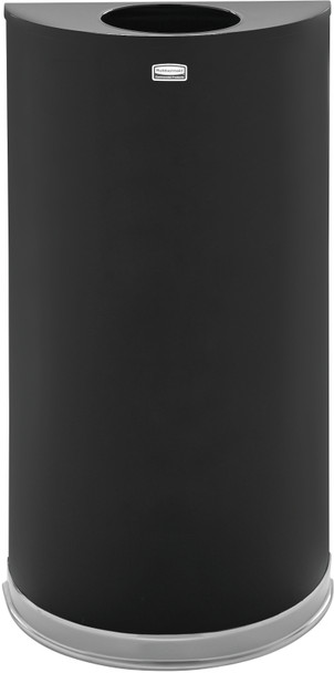 Rubbermaid Half-Round Open Top Bin - 45 Ltr - Black/Chrome - FGSO1220PLBK