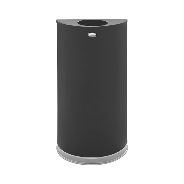 Rubbermaid Half-Round Open Top Bin - 45 Ltr - Black/Chrome - FGSO1220PLBK