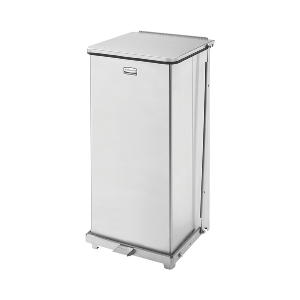 Rubbermaid Defender Square Pedal Bin with Plastic Liner - 49 Ltr - Stainless Steel - FGST24SSPL