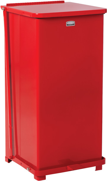 FGST24EPLRD - Rubbermaid Defender Square Pedal Bin with Plastic Liner - 49 Ltr - Red