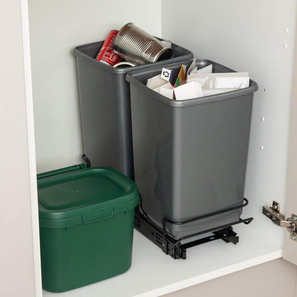 518527 - Addis In-Cupboard Recycling Bin - 2 x 10 Ltr - Grey - Fits almost all cupboard spaces