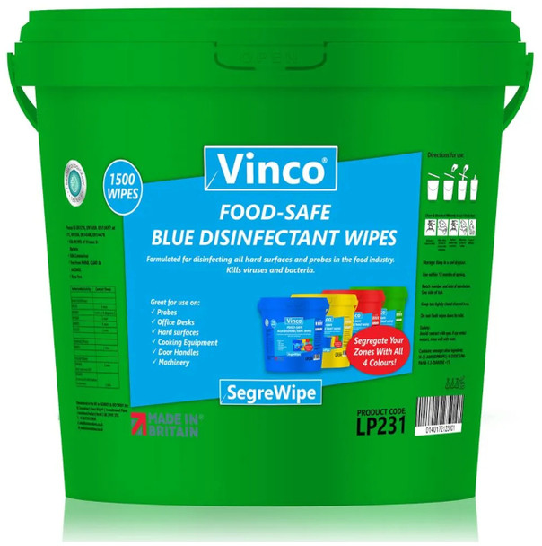 Vinco-SegreWipe Food-Safe Disinfectant Wet Wipe - 1500 Wipes - Green Bucket - LP231