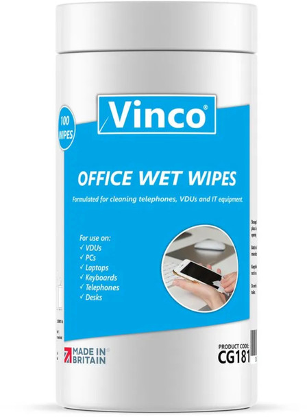 Vinco-OfficeWipe Telephone/VDU Sanitising Wipe - 100 Wipes - CG181