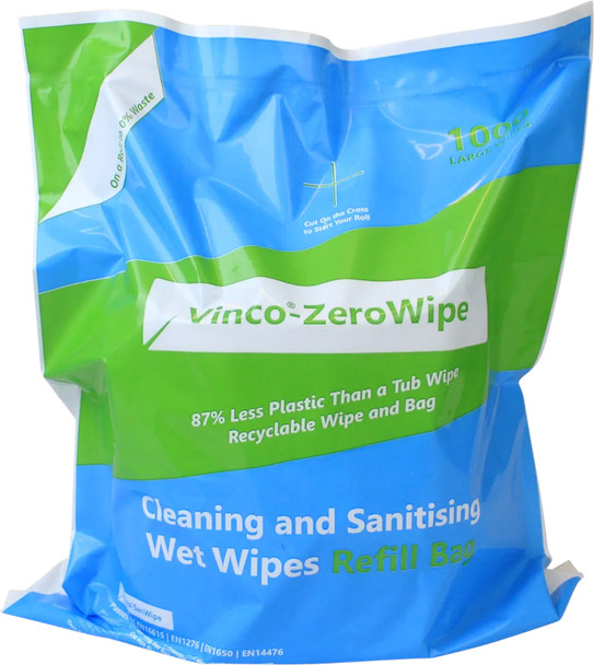 Vinco-ZeroWipe Clean & Sanitise Wet Wipe Refill Bag - 1000 Wipes - CP167