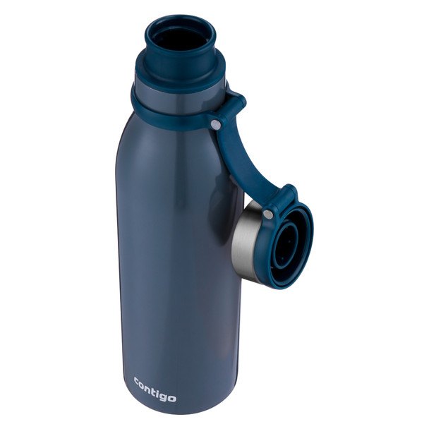 2136678 - Contigo Matterhorn Insulated Water Bottle - 590ml - Blueberry - Tethered lid prevents loss when removed