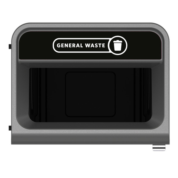 2154762 - Rubbermaid Configure Container with General Waste Label - 125 Ltr - Black - Large opening makes it easy to dispose of large volumes of general waste