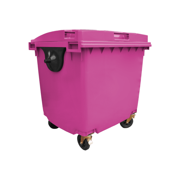 Pink Wheelie Bin - 1100 Litre - Offset View Right - WB1100PNK