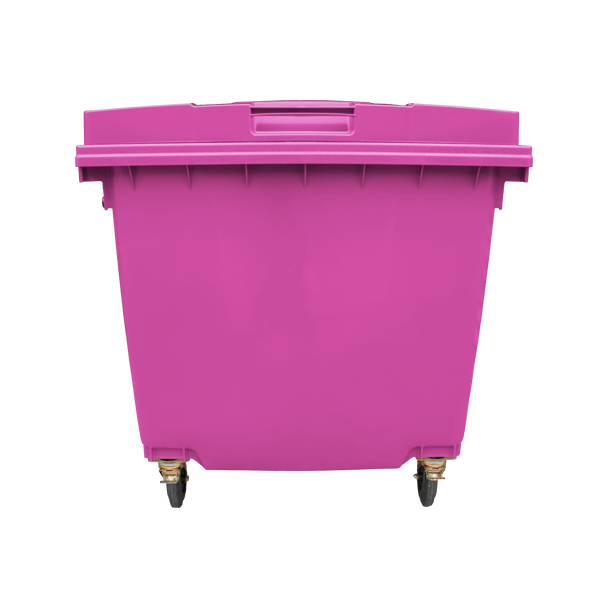 Pink Wheelie Bin - 1100 Litre - Front View