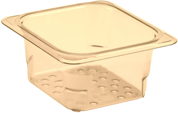 Cambro High Heat Colander Pan - GN 1/6 - 76mm - Amber - 63CLRHP150
