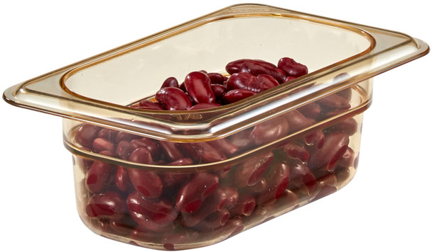 92HP150 - Cambro High Heat Gastronorm Food Pan 1/9 with amber colouration containing kidney beans