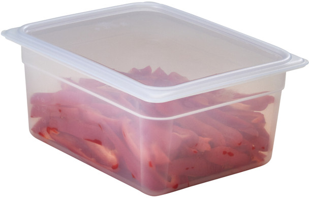 26PP190 - GN 1/2 polypropylene gastronorm food pan with seal cover and containing celery