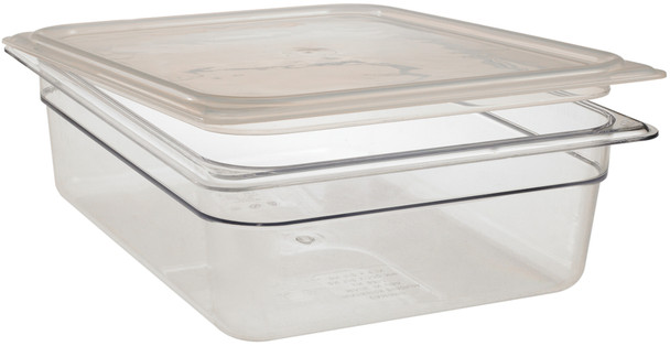 20PPCWSC190 - Translucent Polypropylene Gastronorm Seal Cover fitted to an empty 100mm deep polycarbonate gastronorm food pan