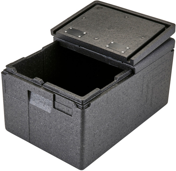 EPP180FL110 - Cambro GoBox fitted with a hinged flip lid with one half open